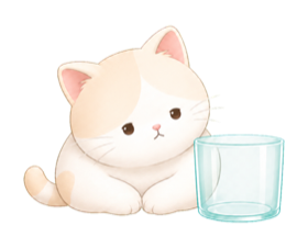 고양이 수분 상태 — 현재 진행에 따라 empty / thirsty / hero 표정으로 변화